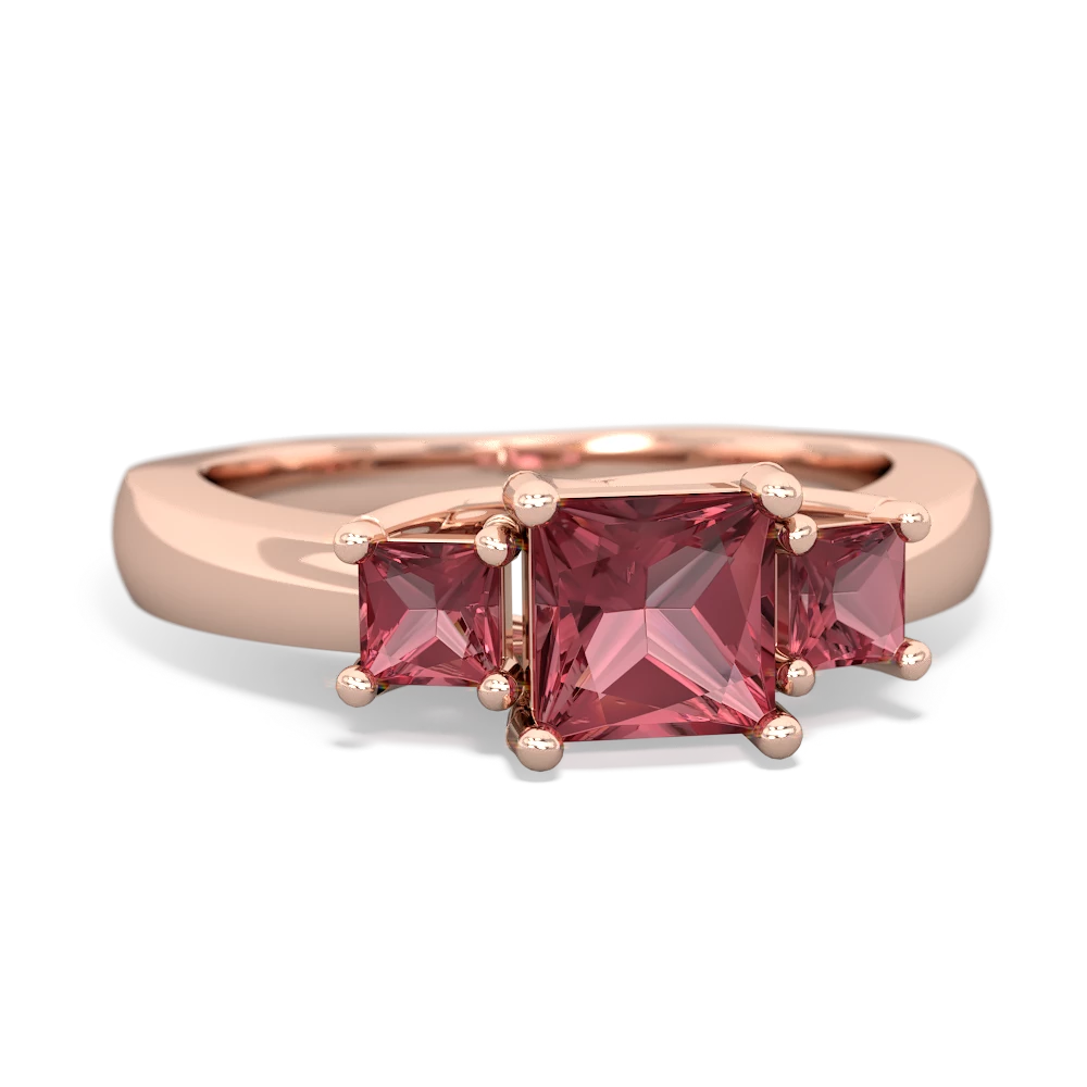 Garnet Three Stone Trellis 14K Rose Gold ring R4015