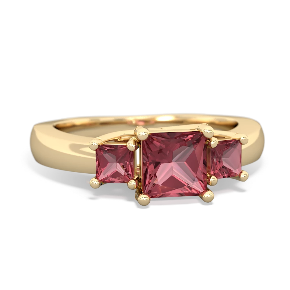 Ruby Three Stone Trellis 14K Yellow Gold ring R4015