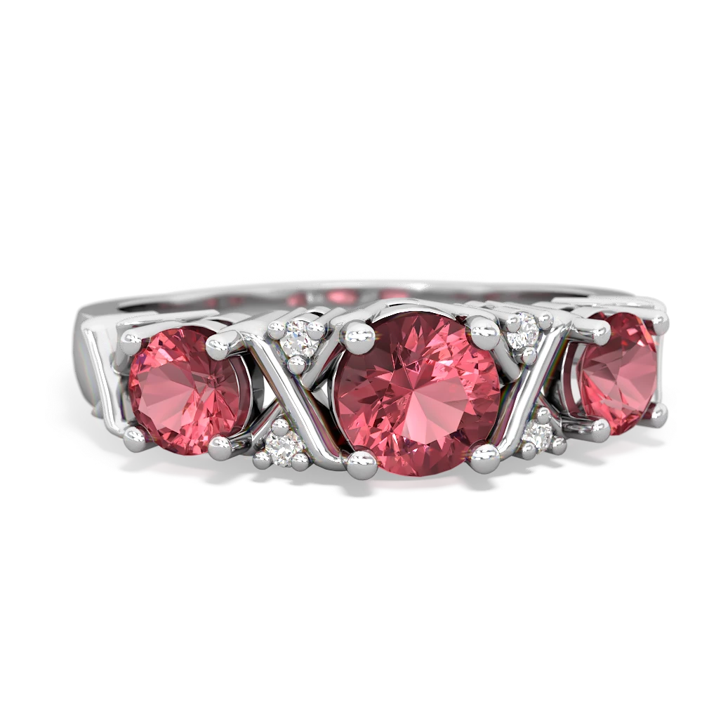 Garnet Hugs And Kisses 14K White Gold ring R5016