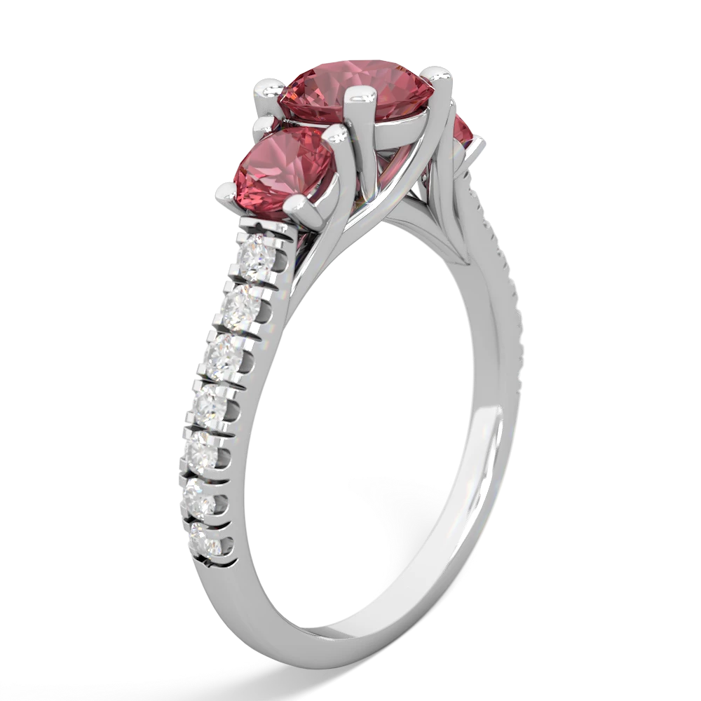 Lab Pink Sapphire Pave Trellis 14K White Gold ring R5500