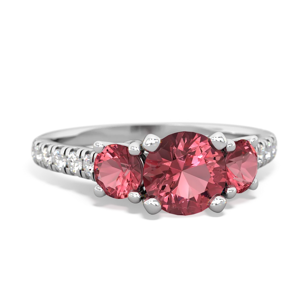 Lab Pink Sapphire Pave Trellis 14K White Gold ring R5500