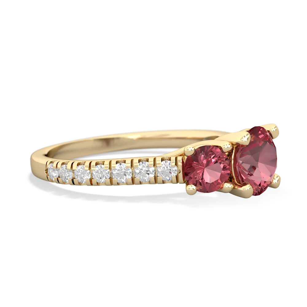 Lab Pink Sapphire Pave Trellis 14K Yellow Gold ring R5500