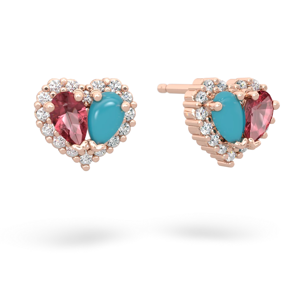 Pink Tourmaline Halo 14K Rose Gold earrings E7008