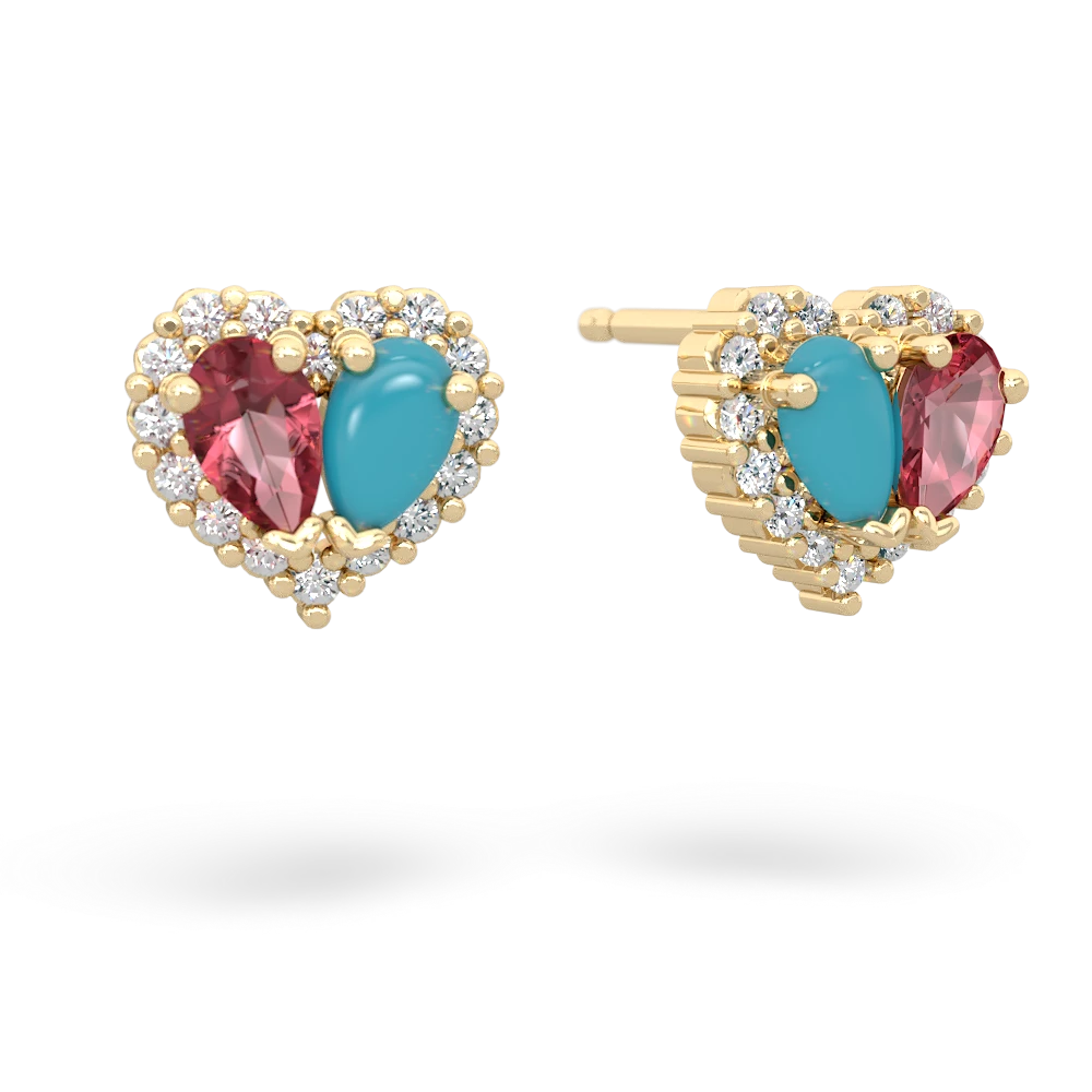 Pink Tourmaline Halo 14K Yellow Gold earrings E7008