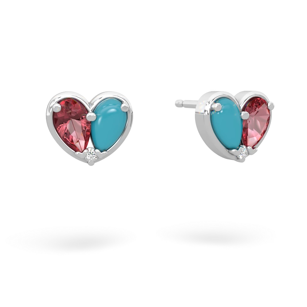 Pink Tourmaline 'Our Heart' 14K White Gold earrings E5072