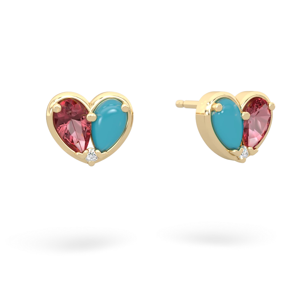 Pink Tourmaline 'Our Heart' 14K Yellow Gold earrings E5072