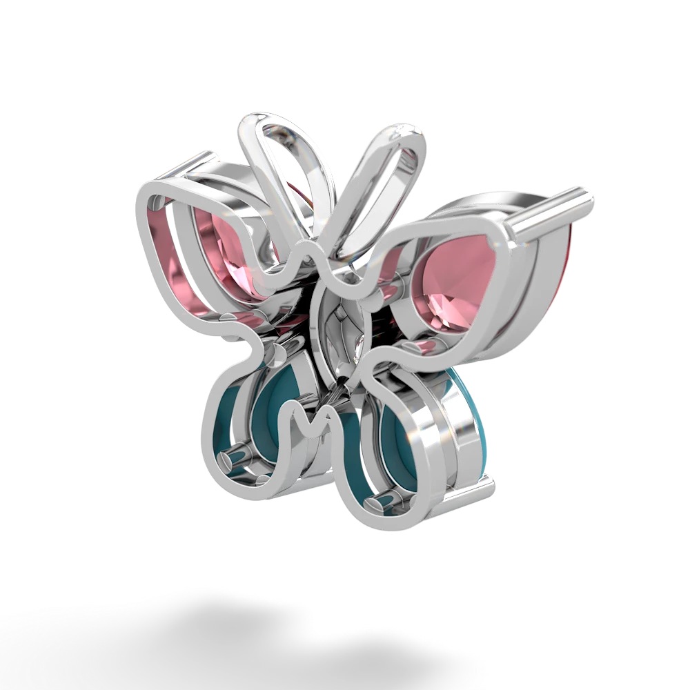 Pink Tourmaline Butterfly 14K White Gold pendant P2215