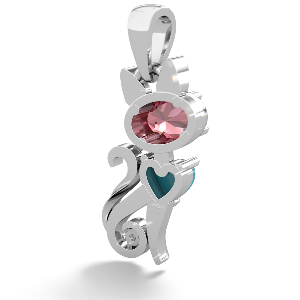 Pink Tourmaline Kitten 14K White Gold pendant P5780