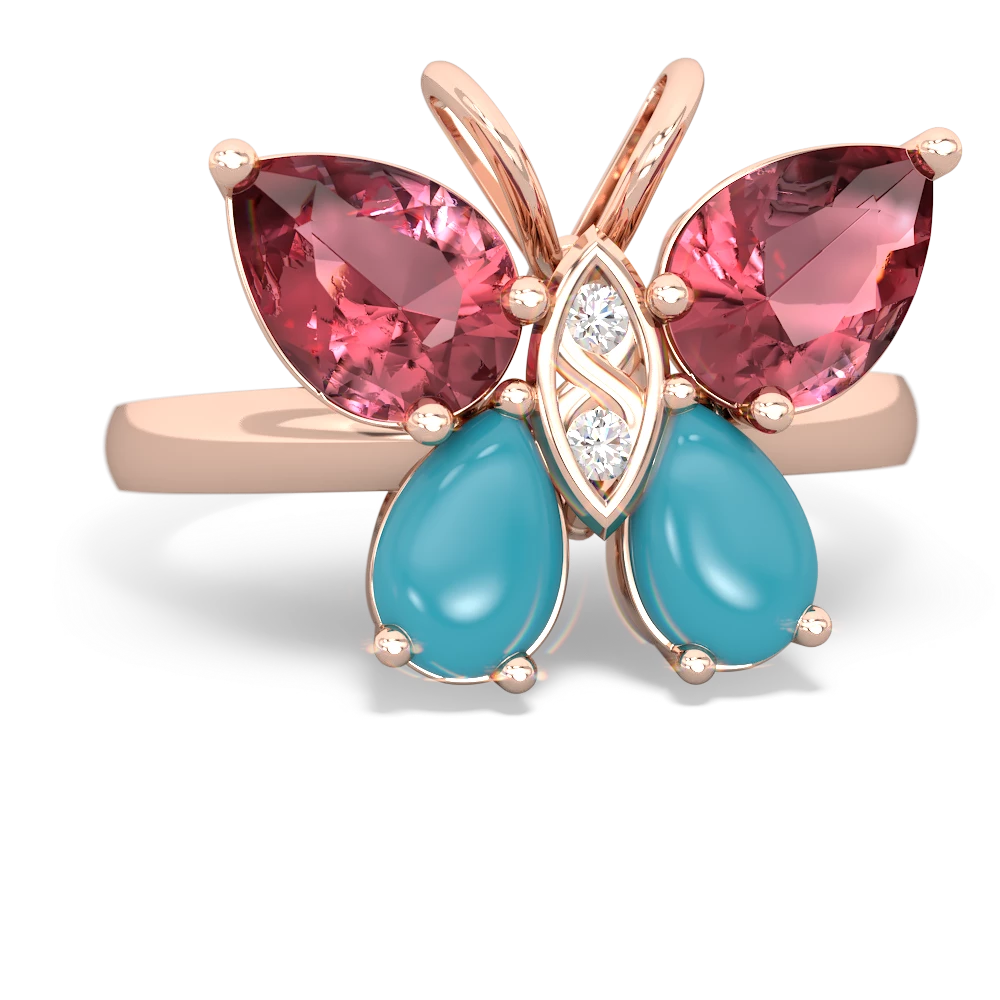 Pink Tourmaline Butterfly 14K Rose Gold ring R2215