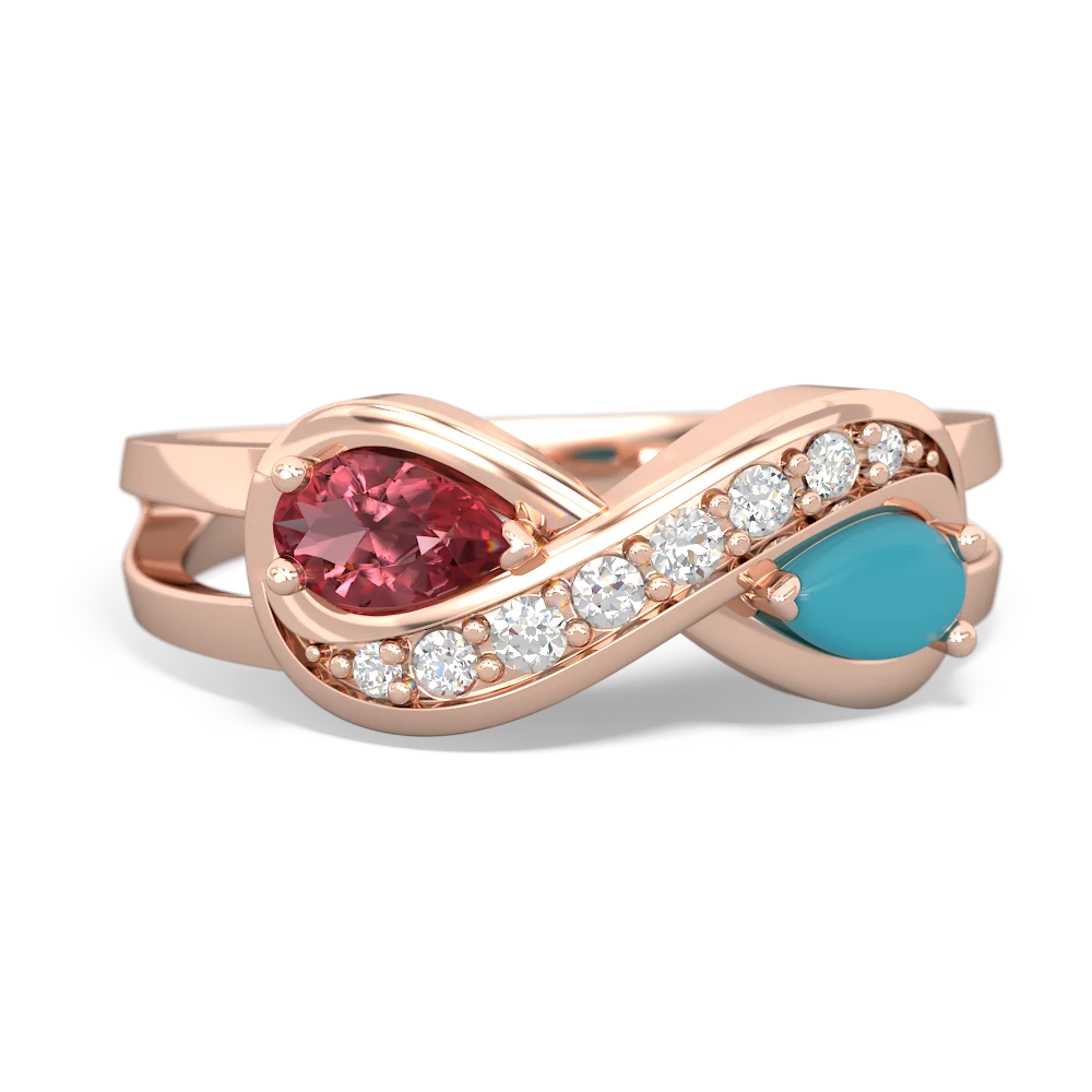 Pink Tourmaline Diamond Infinity 14K Rose Gold ring R5390