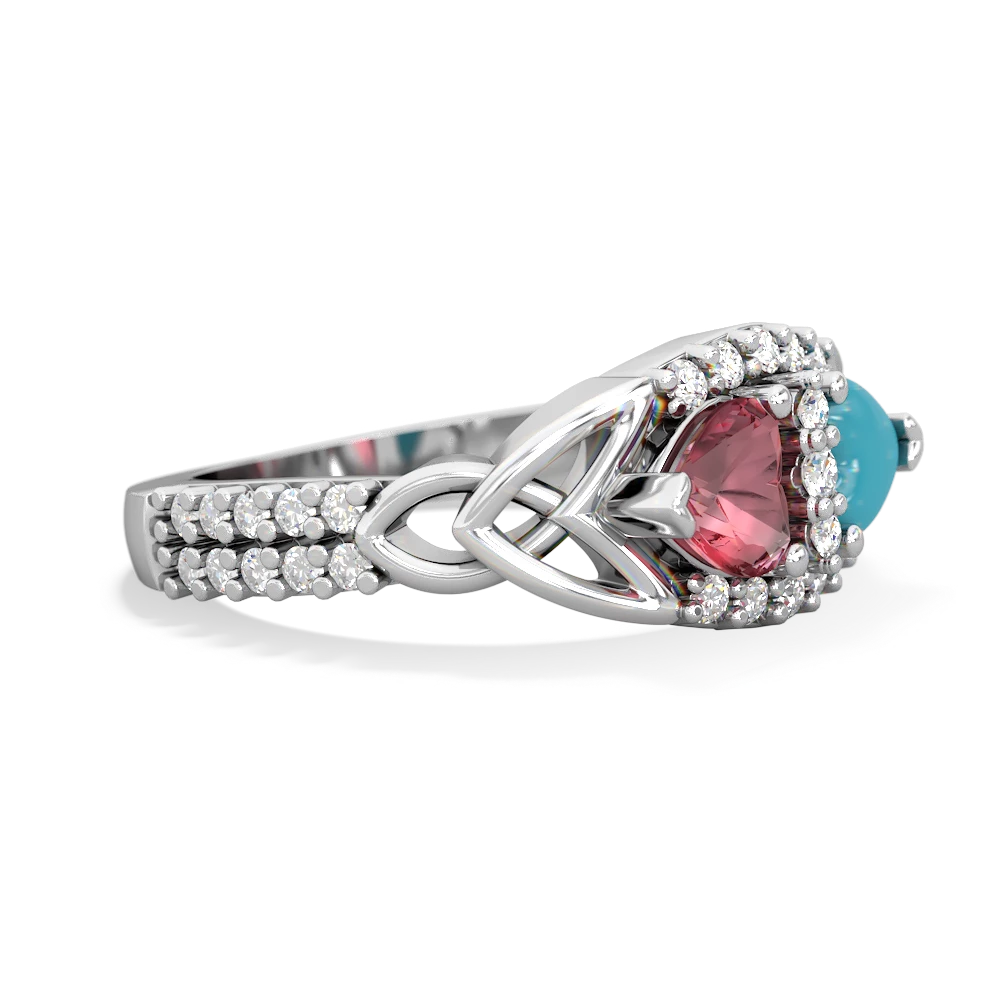 Pink Tourmaline Sparkling Celtic Knot 14K White Gold ring R2645