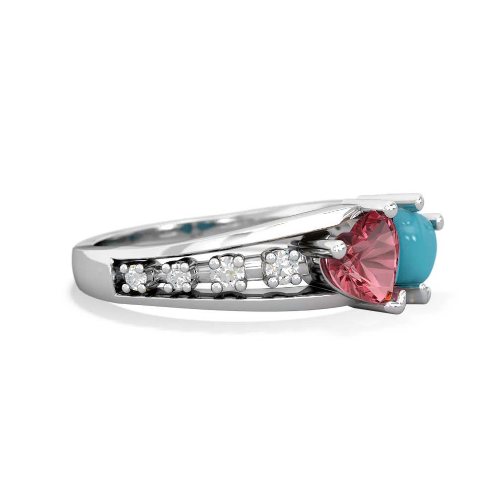 Pink Tourmaline Heart To Heart 14K White Gold ring R3342