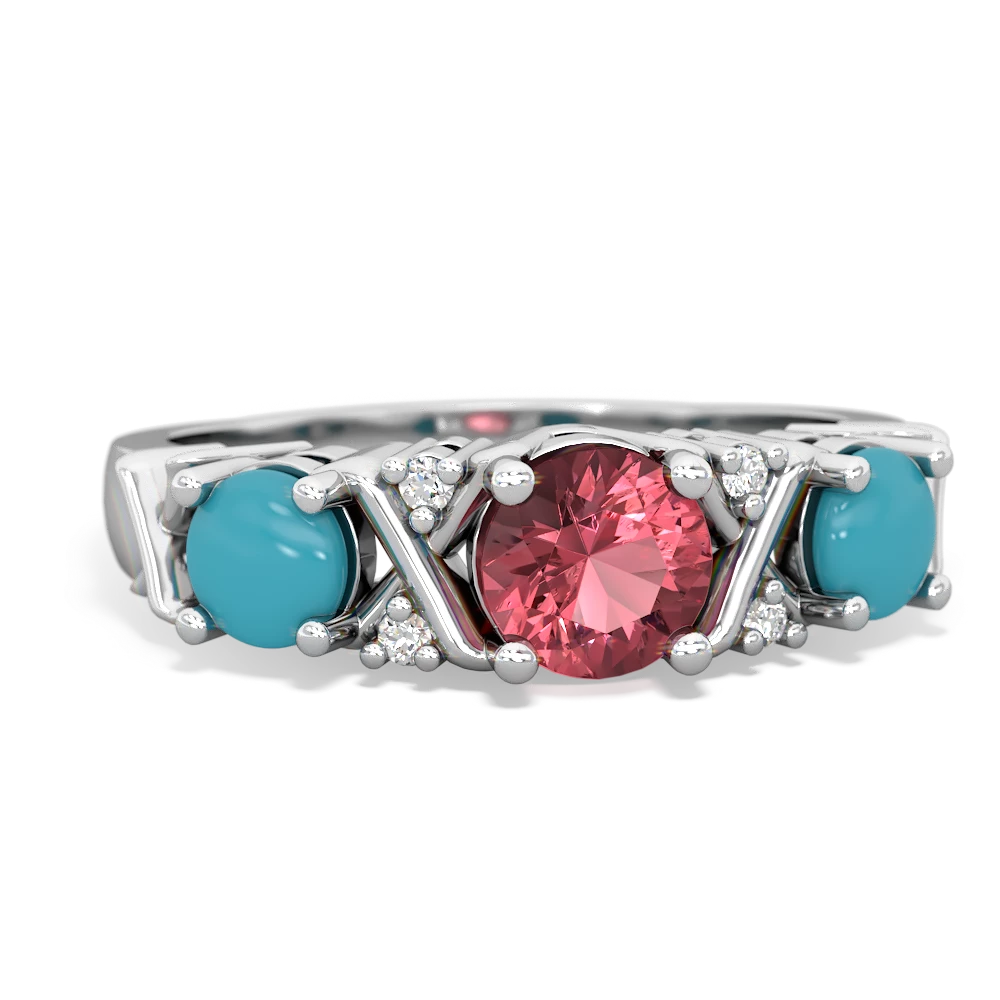 Pink Tourmaline Hugs And Kisses 14K White Gold ring R5016