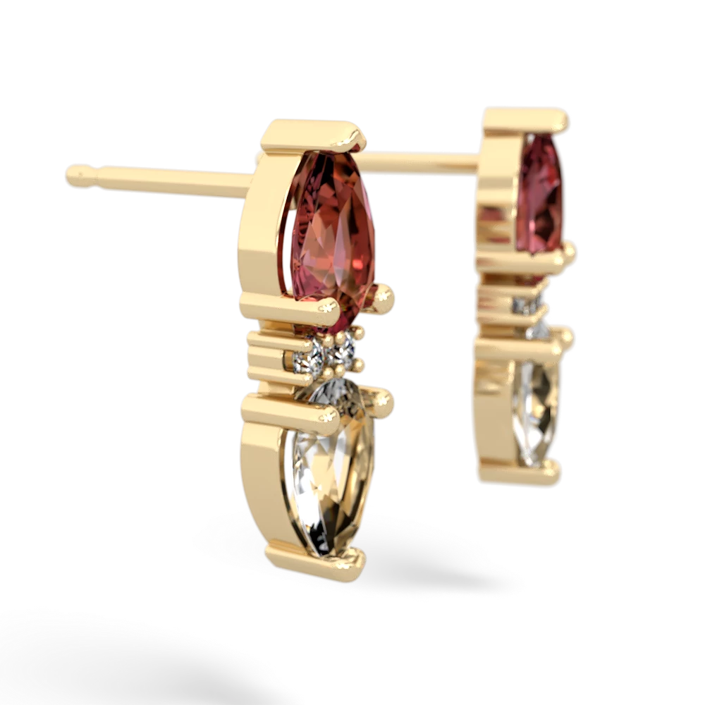 Pink Tourmaline Bowtie Drop 14K Yellow Gold earrings E0865