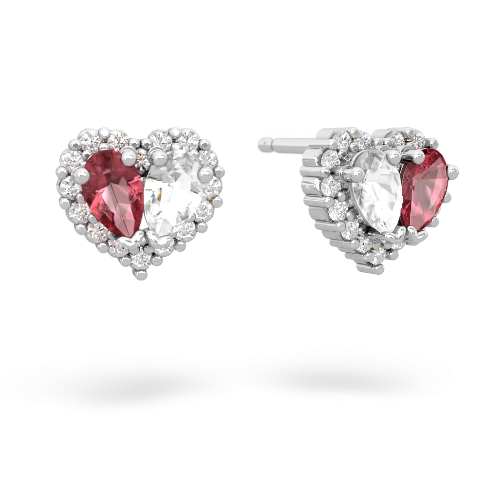 Pink Tourmaline Halo 14K White Gold earrings E7008