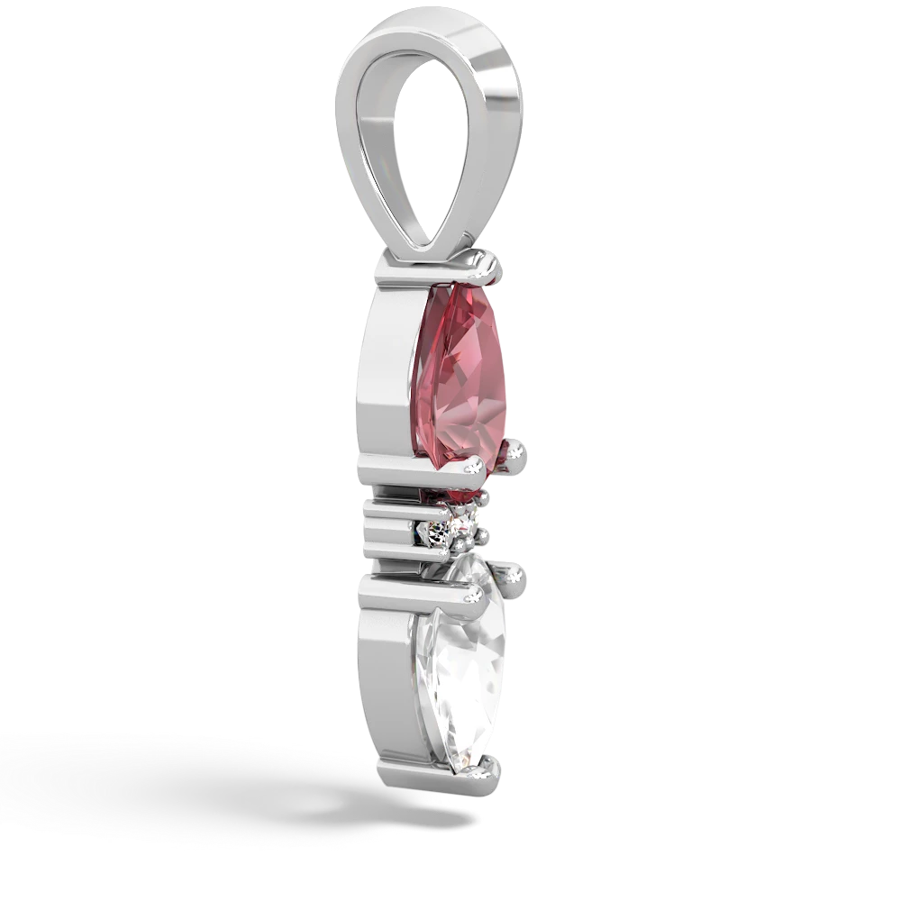 Pink Tourmaline Bowtie Drop 14K White Gold pendant P0865