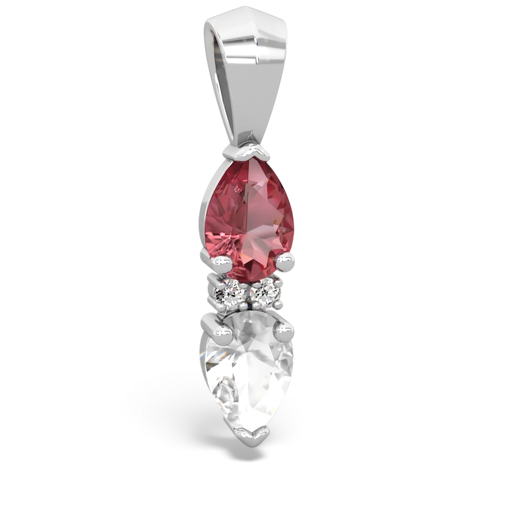 Pink Tourmaline Bowtie Drop 14K White Gold pendant P0865