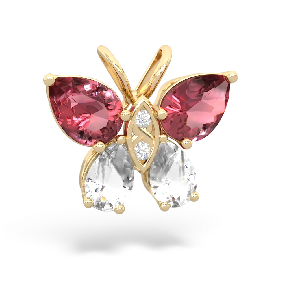 Pink Tourmaline Butterfly 14K Yellow Gold pendant P2215