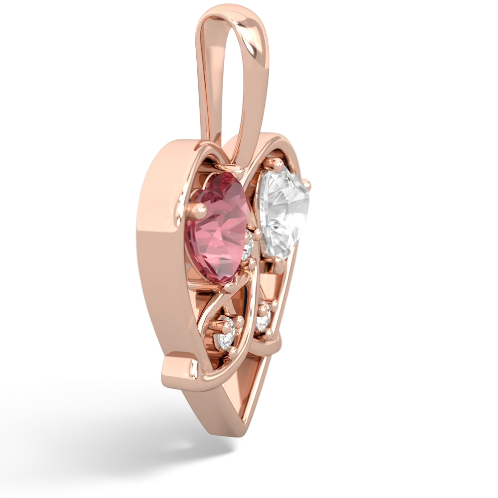 Pink Tourmaline Celtic Trinity Heart 14K Rose Gold pendant P5331