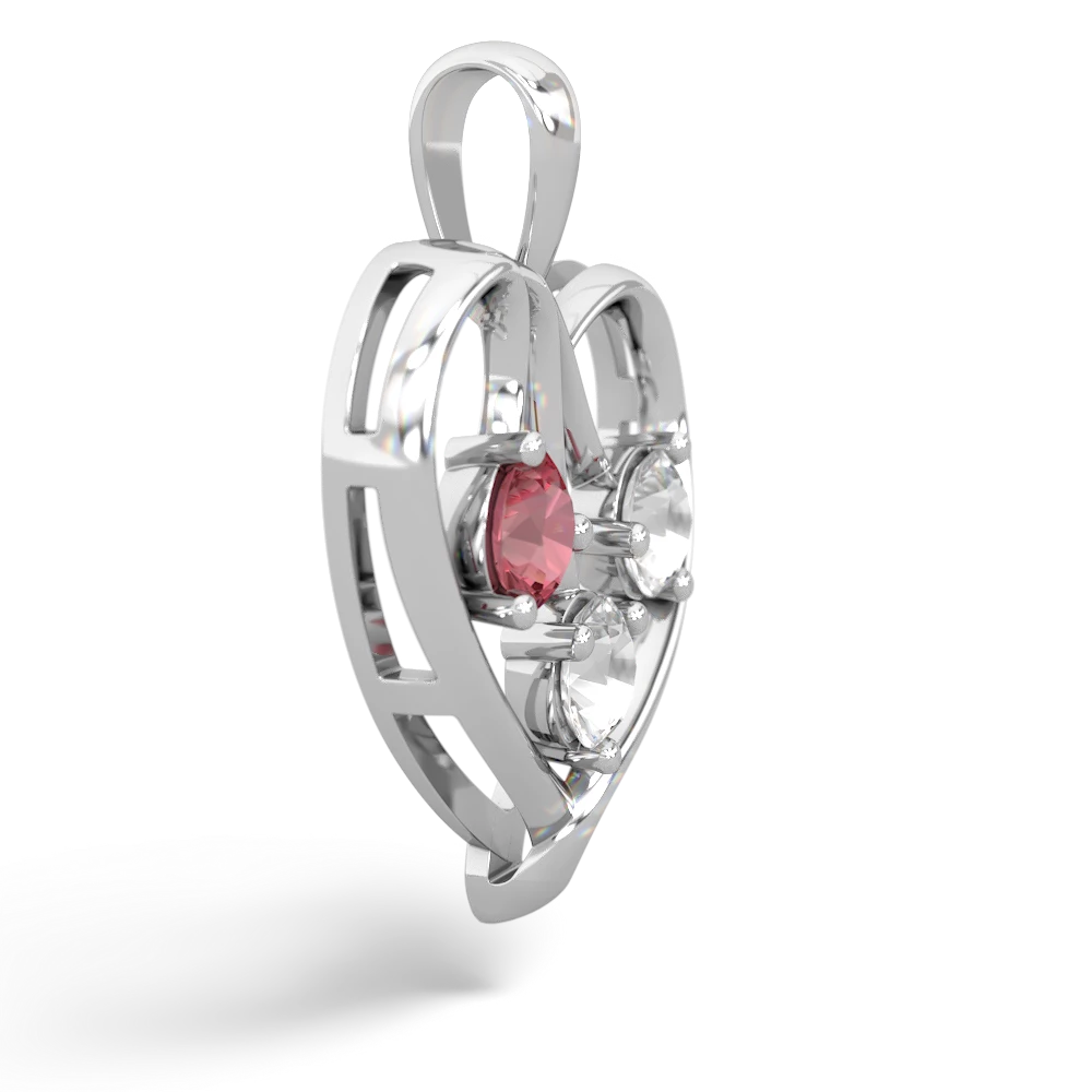 Pink Tourmaline Glowing Heart 14K White Gold pendant P2233