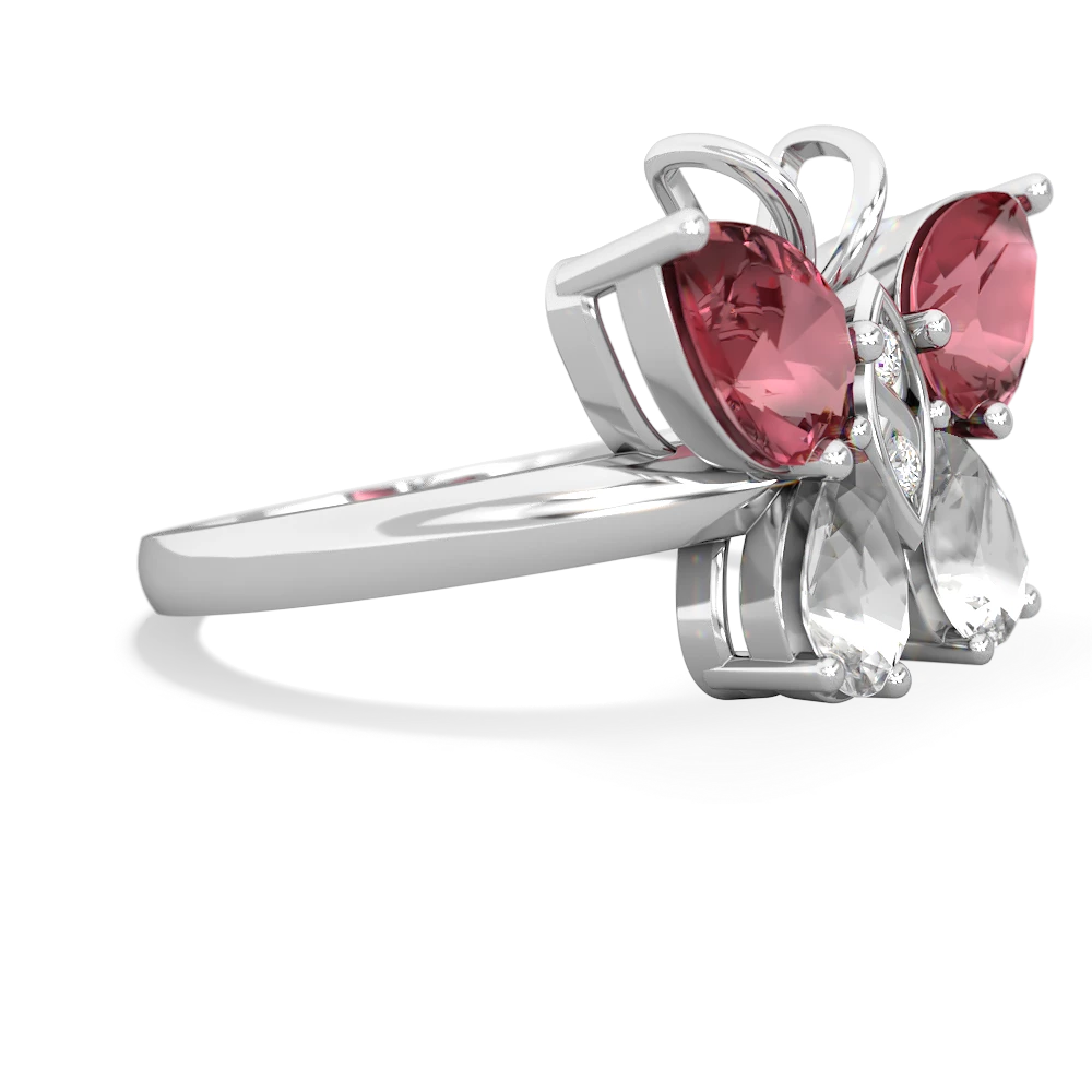 Pink Tourmaline Butterfly 14K White Gold ring R2215