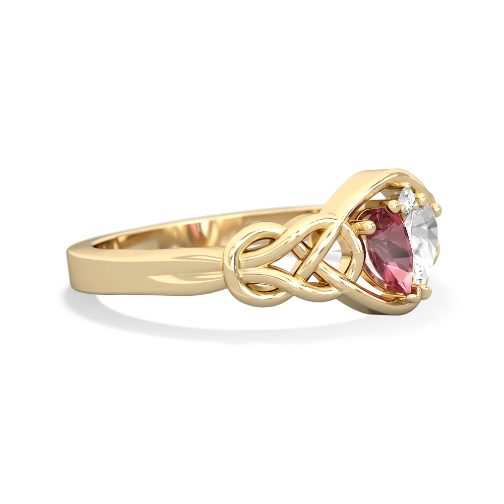 Pink Tourmaline Celtic Love Knot 14K Yellow Gold ring R5420