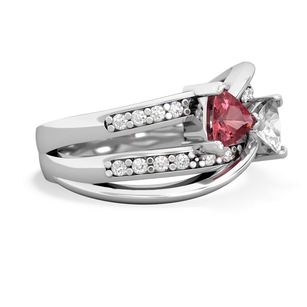 Pink Tourmaline Bowtie 14K White Gold ring R2360