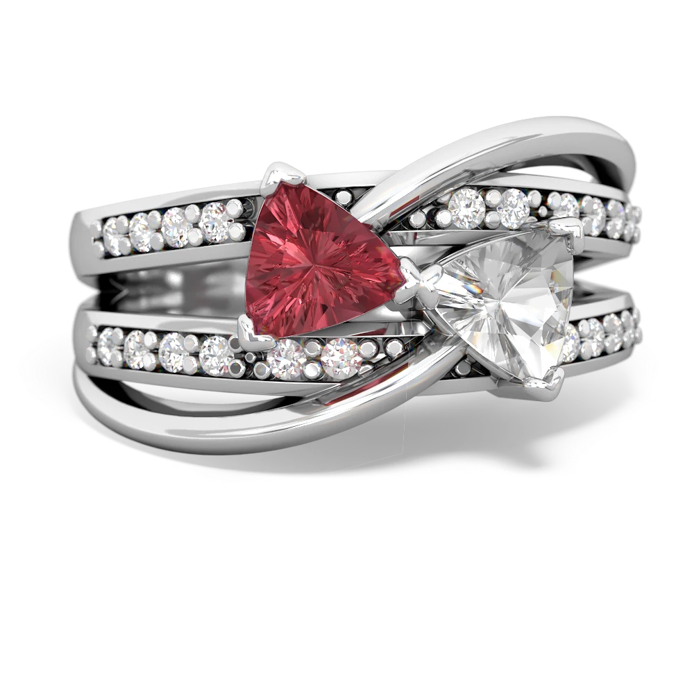 Pink Tourmaline Bowtie 14K White Gold ring R2360