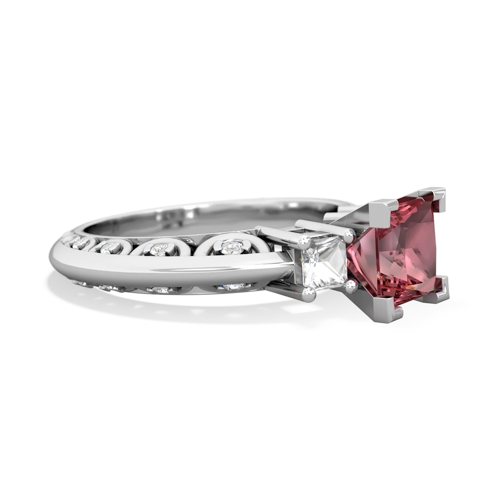 Pink Tourmaline Eternal Embrace Engagement 14K White Gold ring C2001