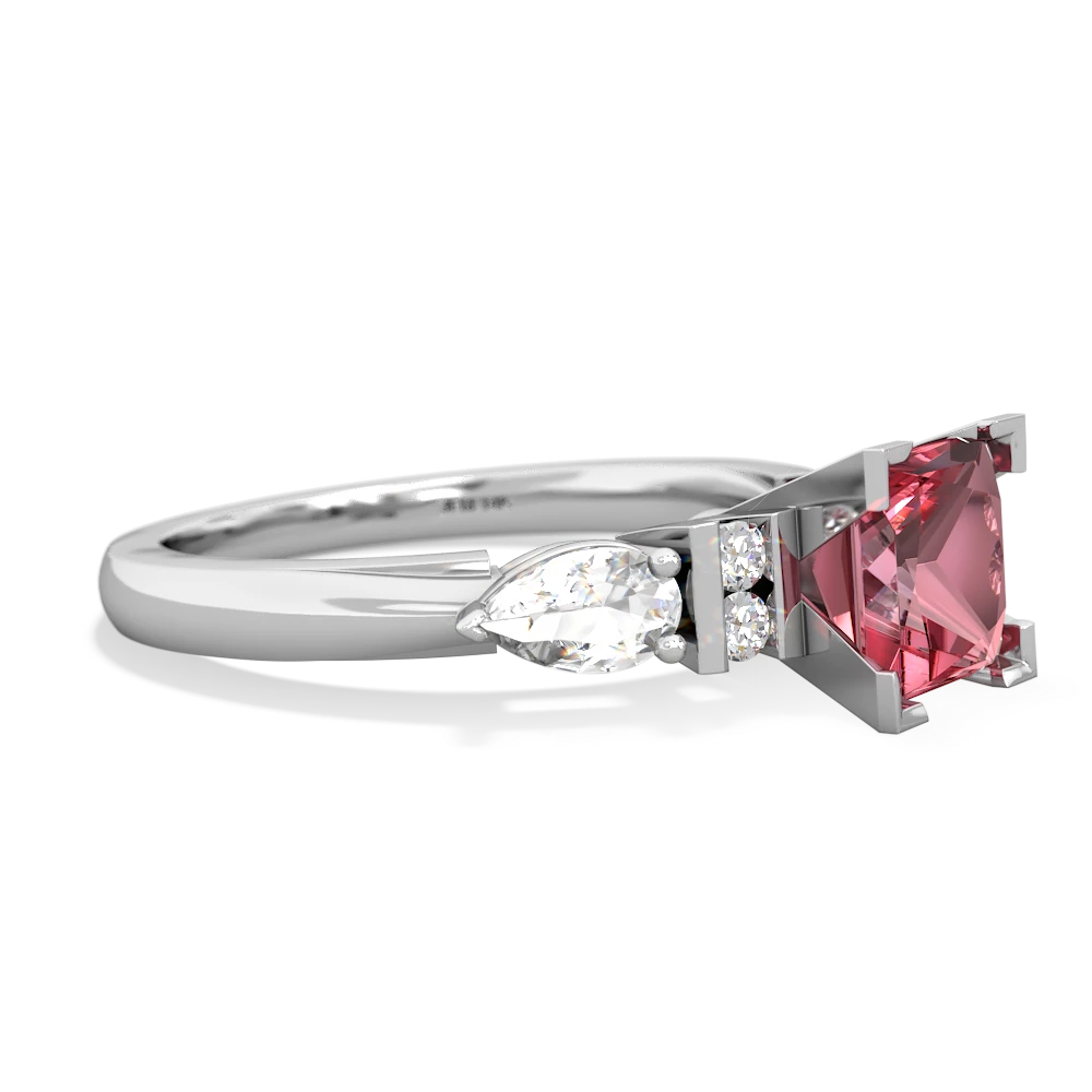 Pink Tourmaline 6Mm Princess Eternal Embrace Engagement 14K White Gold ring C2002