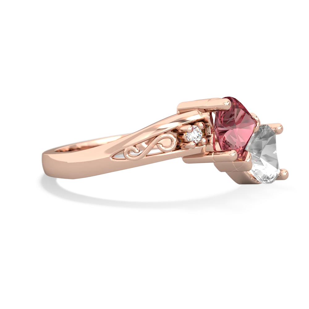 Pink Tourmaline Snuggling Hearts 14K Rose Gold ring R2178