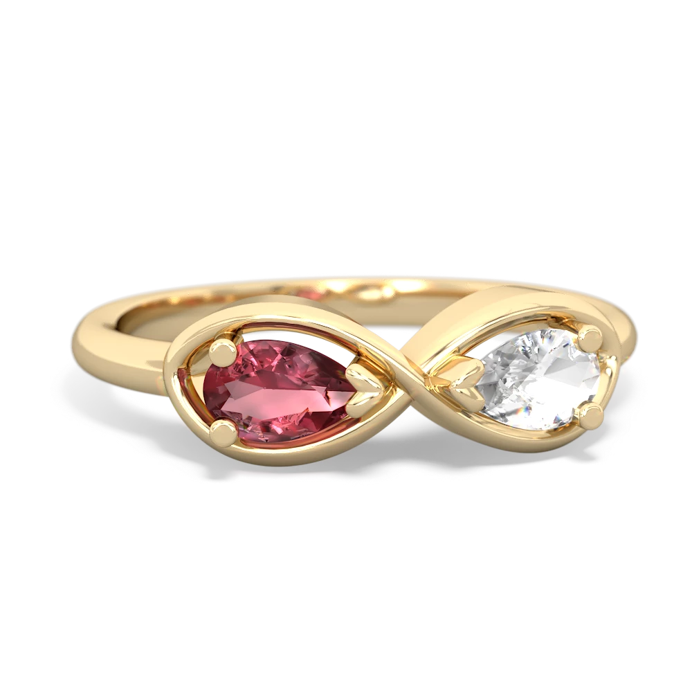 Pink Tourmaline Infinity 14K Yellow Gold ring R5050