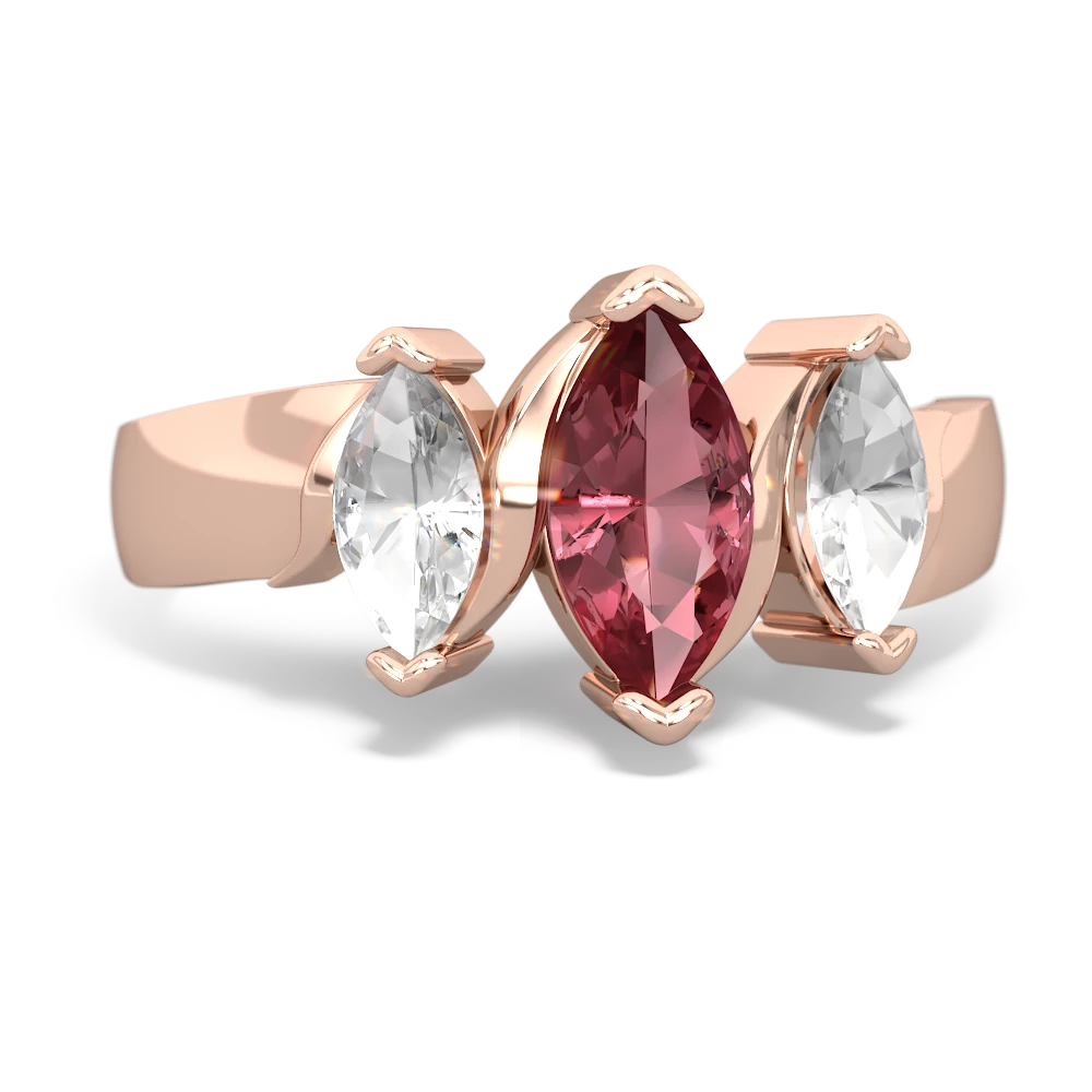 Pink Tourmaline Three Peeks 14K Rose Gold ring R2433