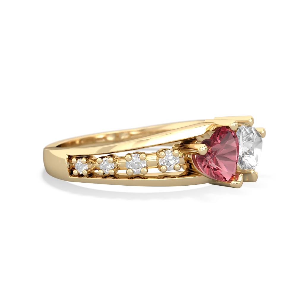 Pink Tourmaline Heart To Heart 14K Yellow Gold ring R3342