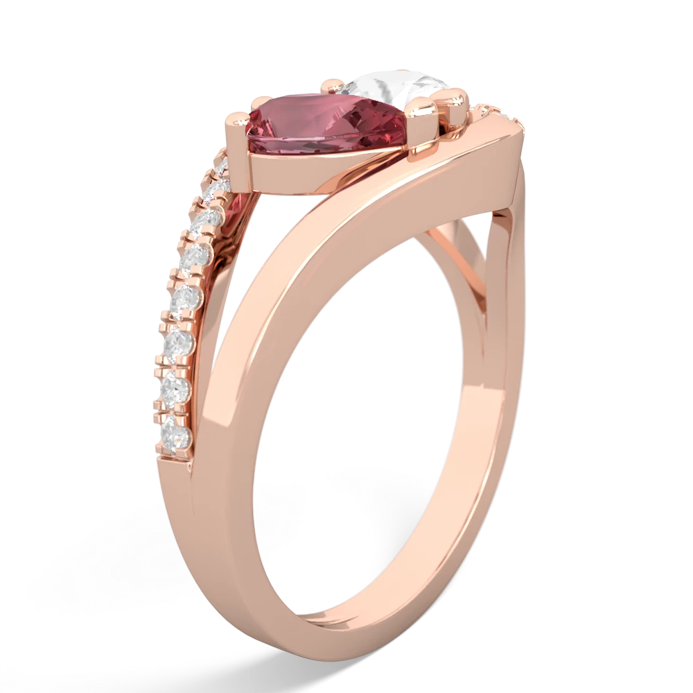 Pink Tourmaline Nestled Heart Keepsake 14K Rose Gold ring R5650