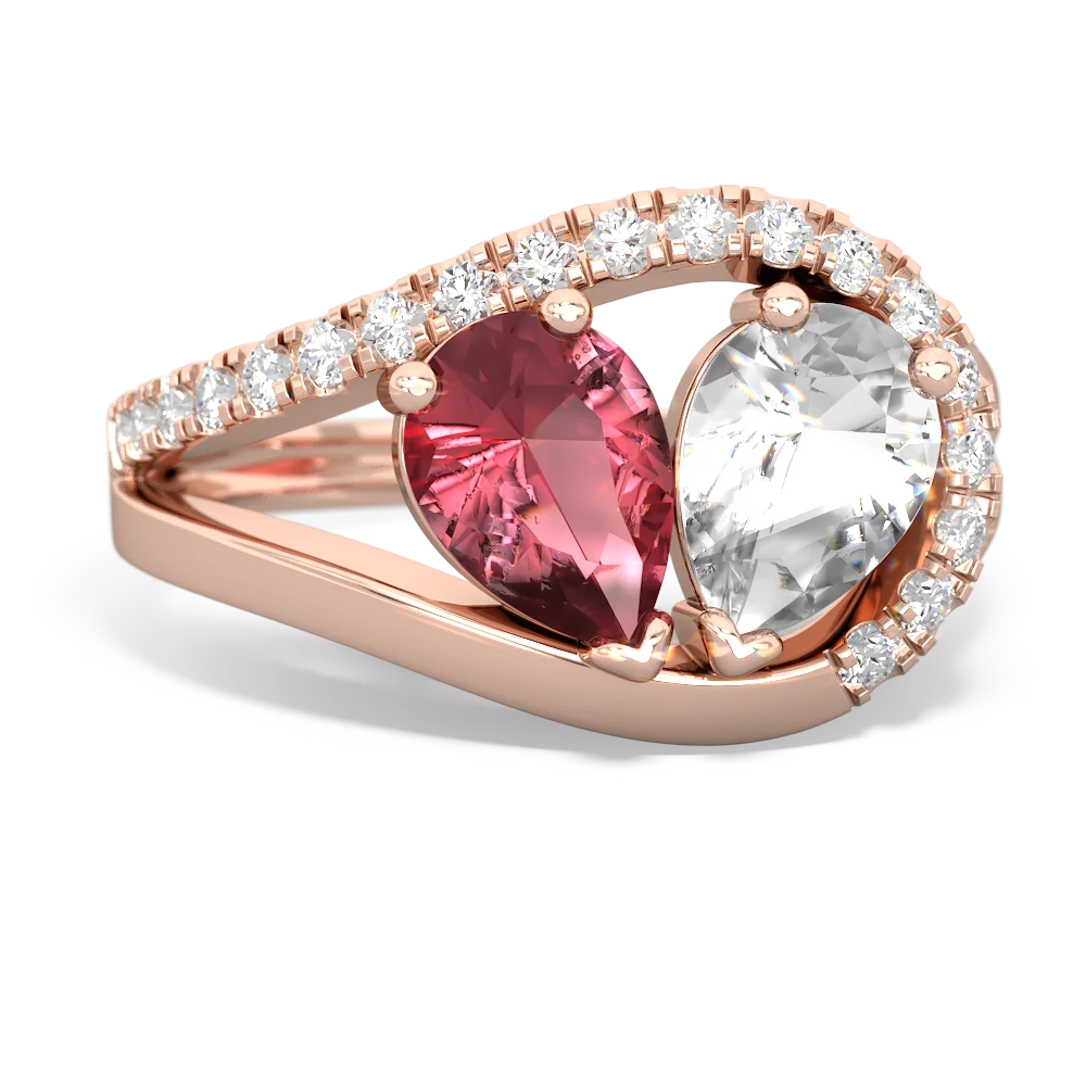 Pink Tourmaline Nestled Heart Keepsake 14K Rose Gold ring R5650