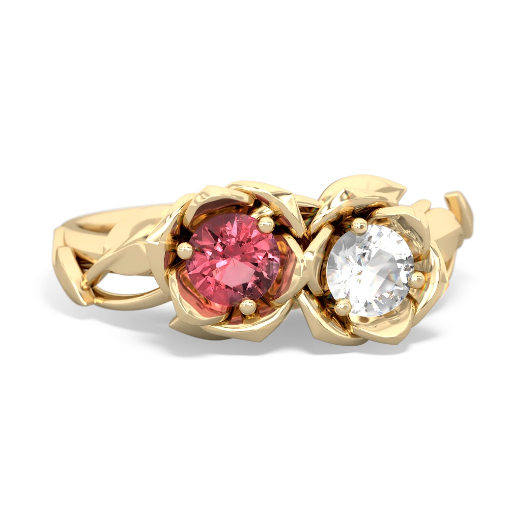 Pink Tourmaline Rose Garden 14K Yellow Gold ring R5510