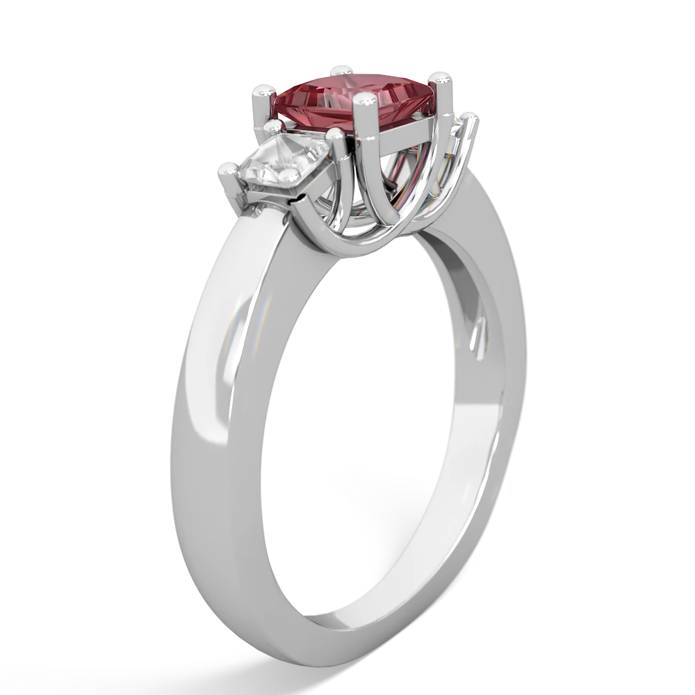 Pink Tourmaline Three Stone Trellis 14K White Gold ring R4015