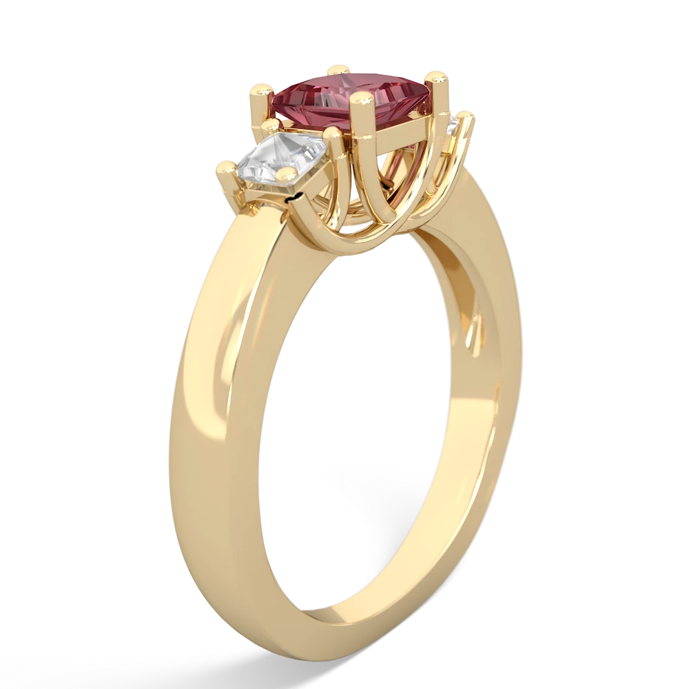 Pink Tourmaline Three Stone Trellis 14K Yellow Gold ring R4015