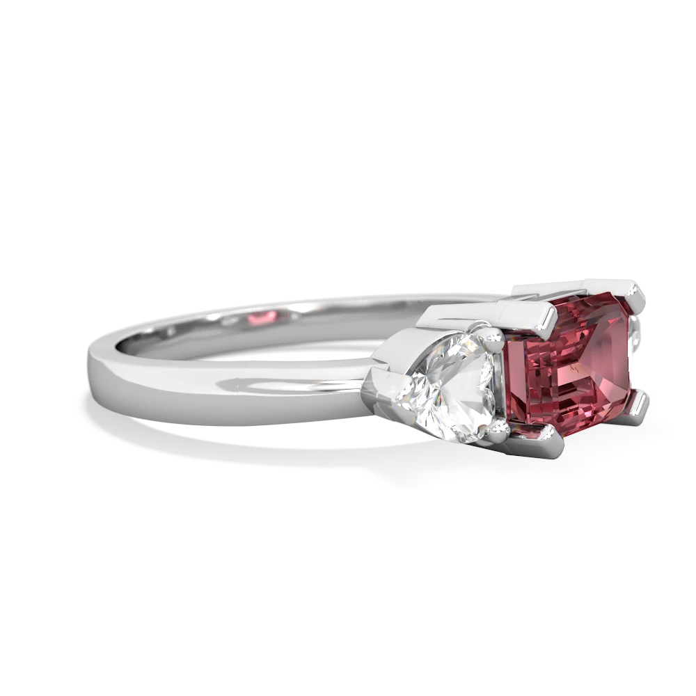 Pink Tourmaline Three Stone 14K White Gold ring R5235