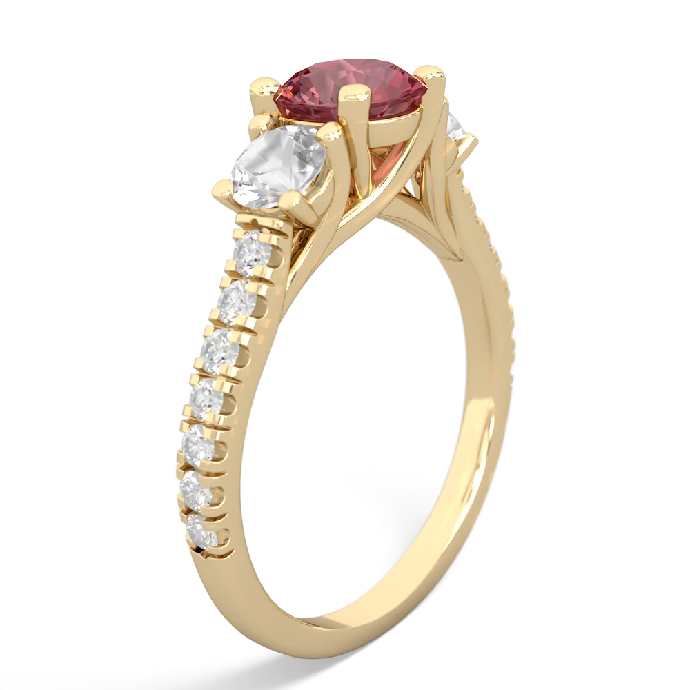 Pink Tourmaline Pave Trellis 14K Yellow Gold ring R5500