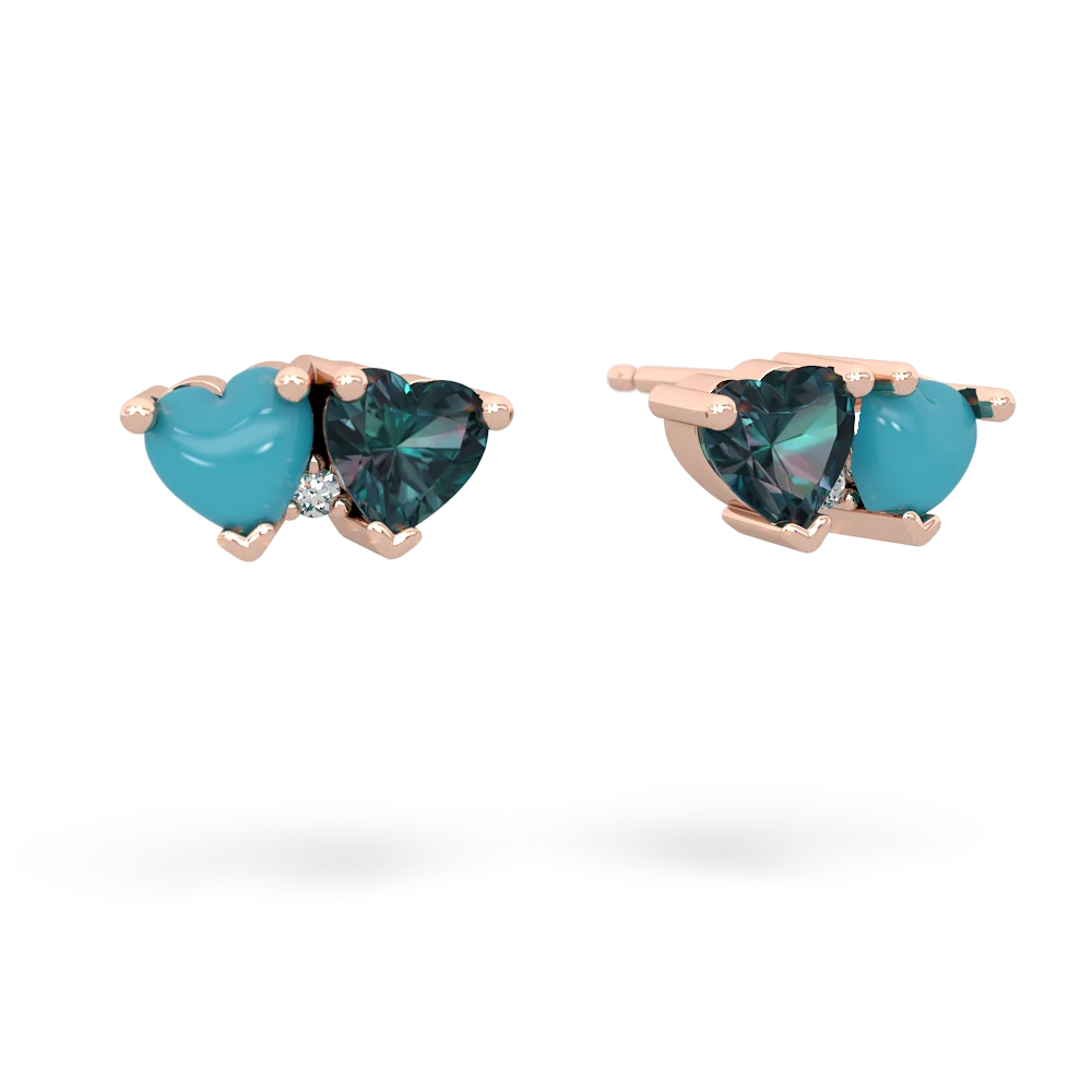 Turquoise Sweethearts 14K Rose Gold earrings E5260