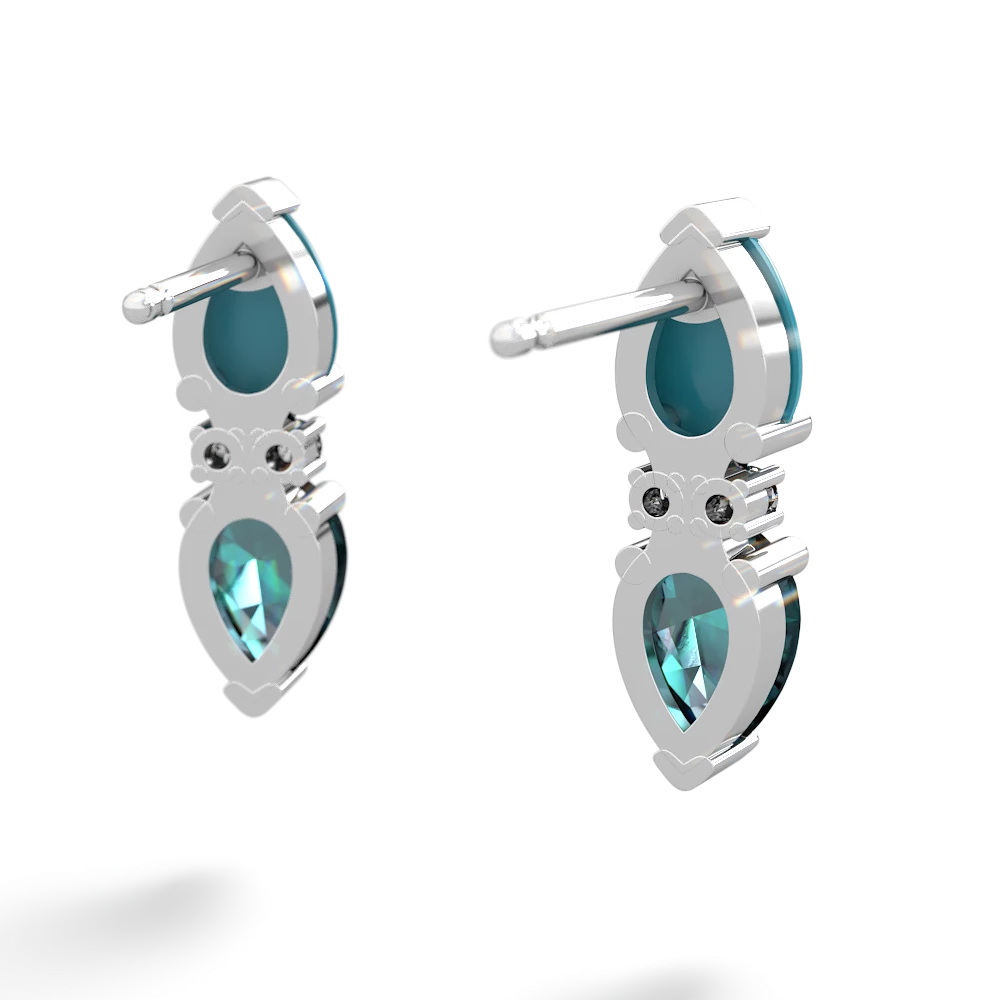 Turquoise Bowtie Drop 14K White Gold earrings E0865