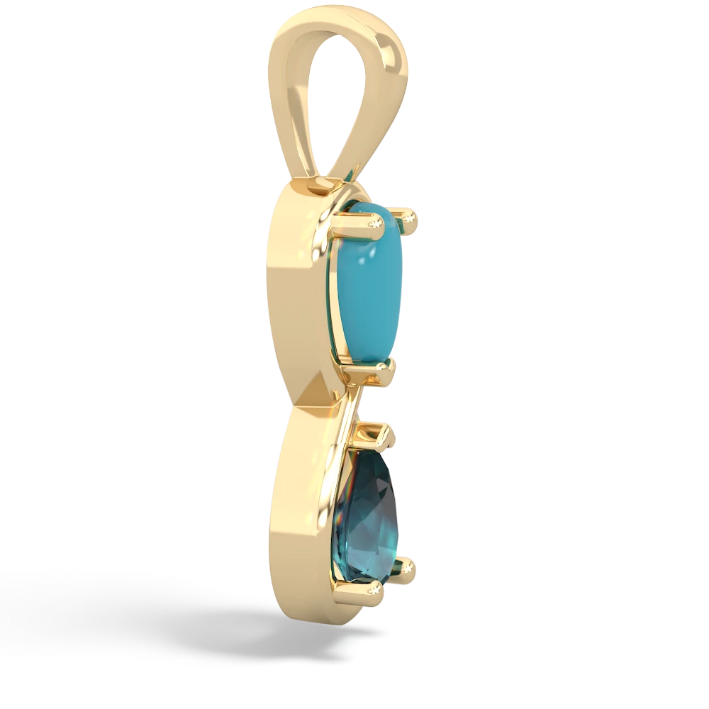 Turquoise Infinity 14K Yellow Gold pendant P5050