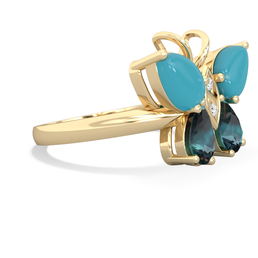 Turquoise Butterfly 14K Yellow Gold ring R2215