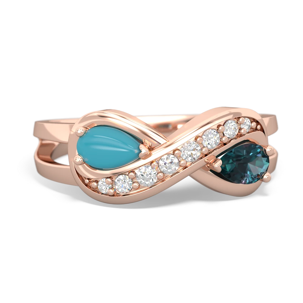 Turquoise Diamond Infinity 14K Rose Gold ring R5390