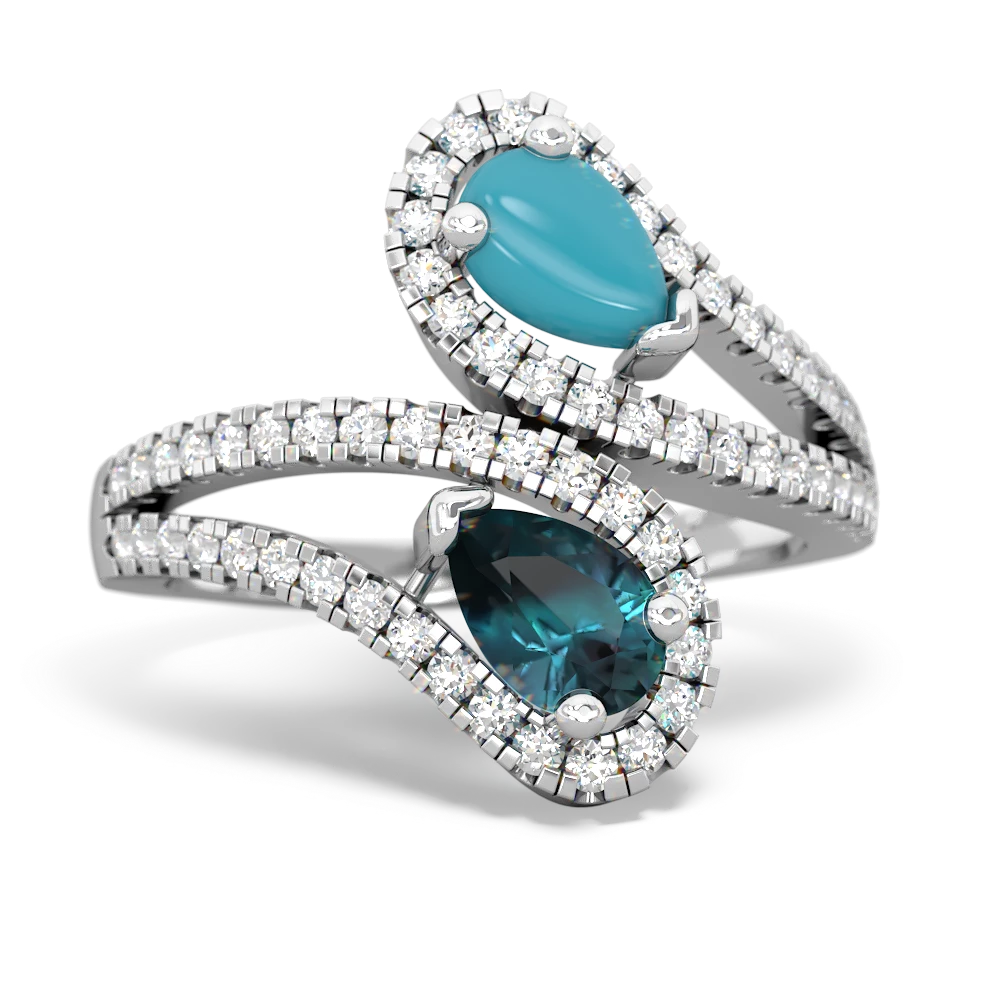 Turquoise Diamond Dazzler 14K White Gold ring R3000