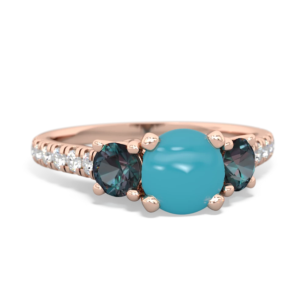 Turquoise Pave Trellis 14K Rose Gold ring R5500