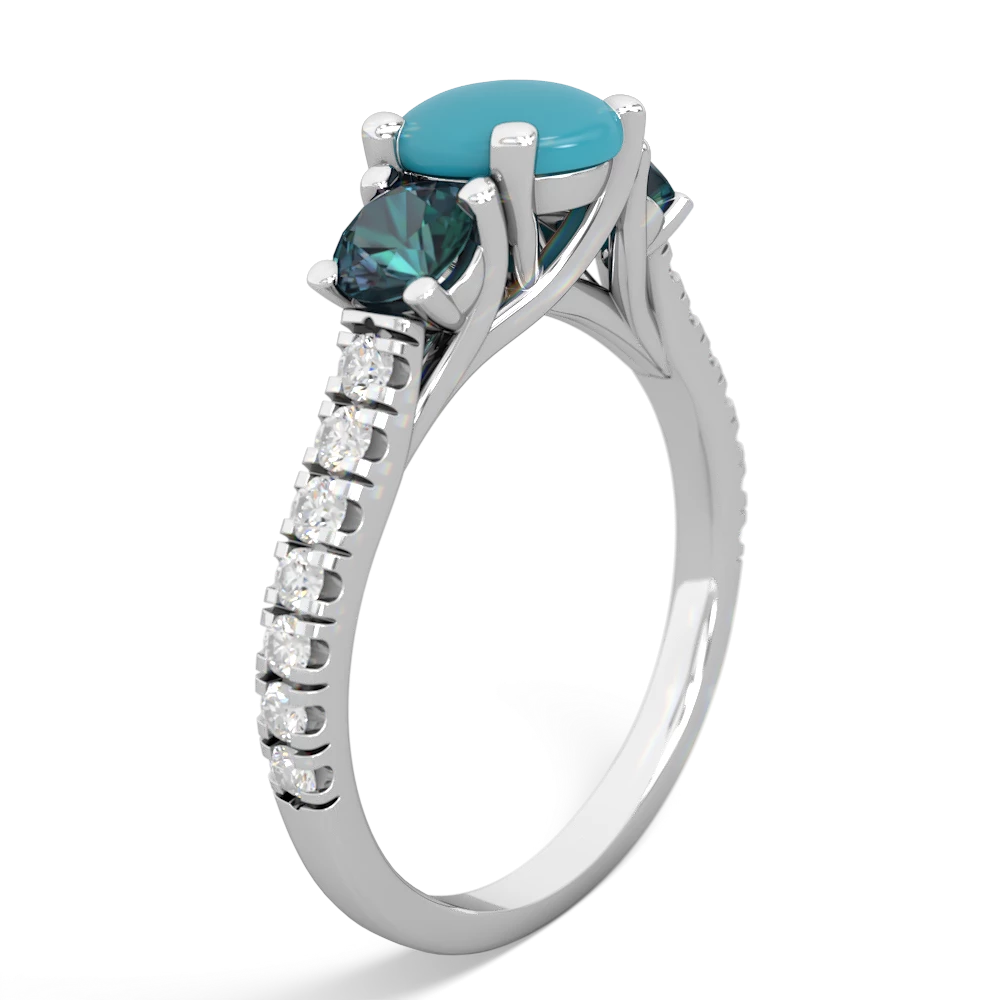 Turquoise Pave Trellis 14K White Gold ring R5500