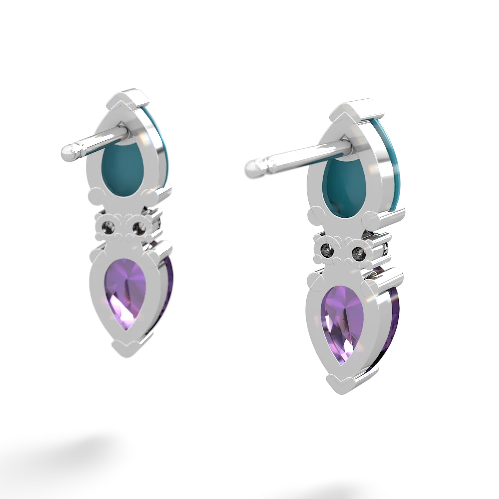 Turquoise Bowtie Drop 14K White Gold earrings E0865